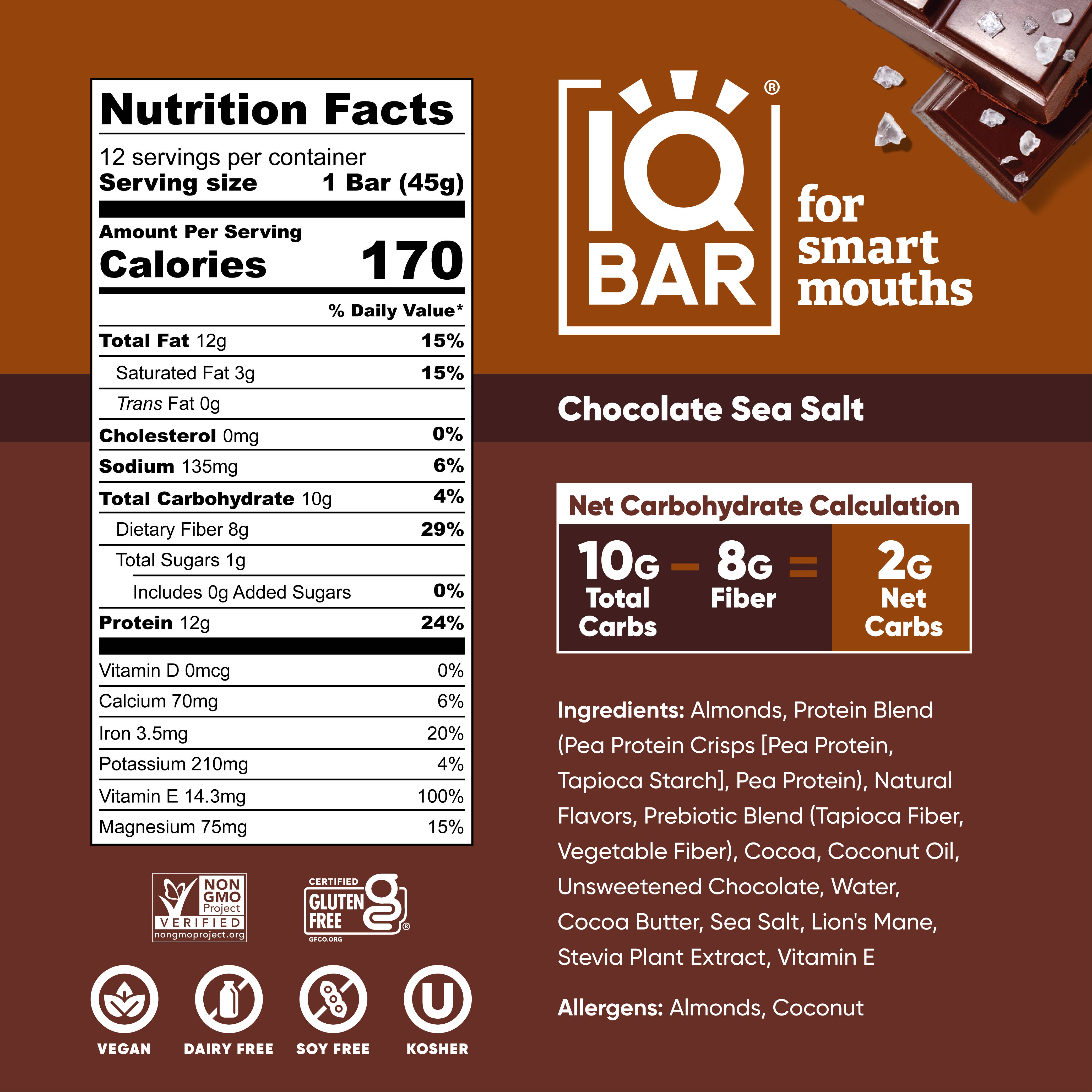IQBAR - Vendita all'ingrosso Barrette - IQBAR Chocolate Sea Salt | Barrette proteiche Keto per cervello e corpo3