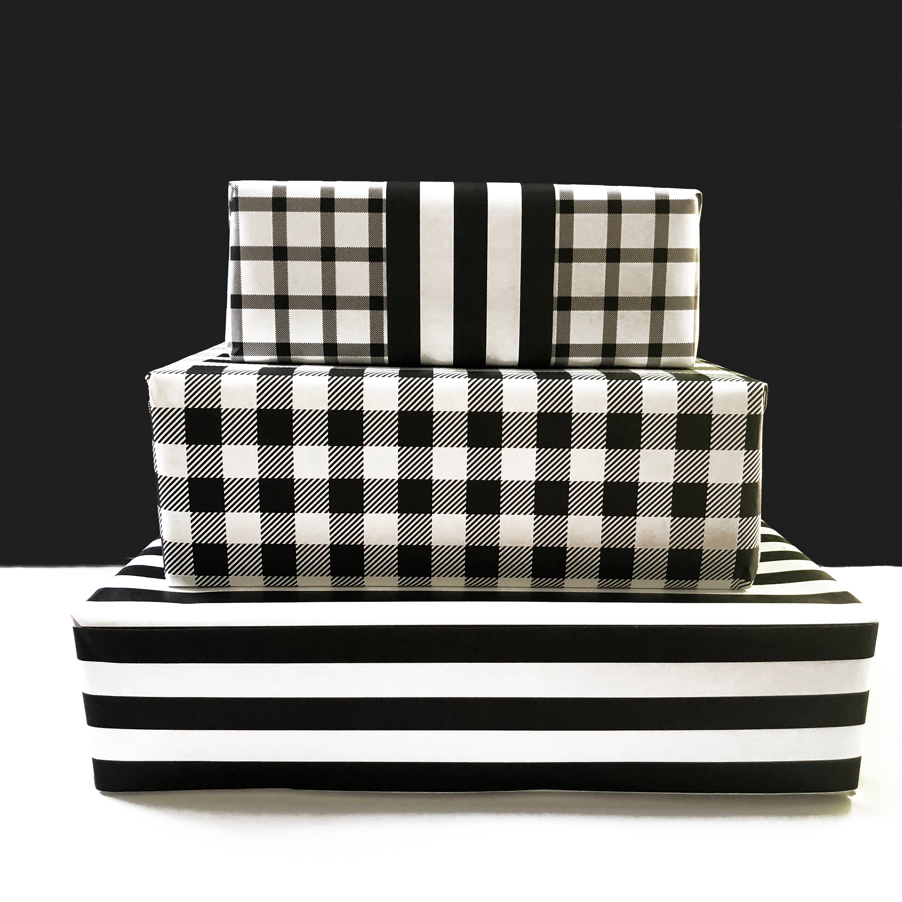 MELLOWWORKS - Wholesale Flat Wrap - BLACK AND WHITE STRIPE Gift Wrap (SHEET)3