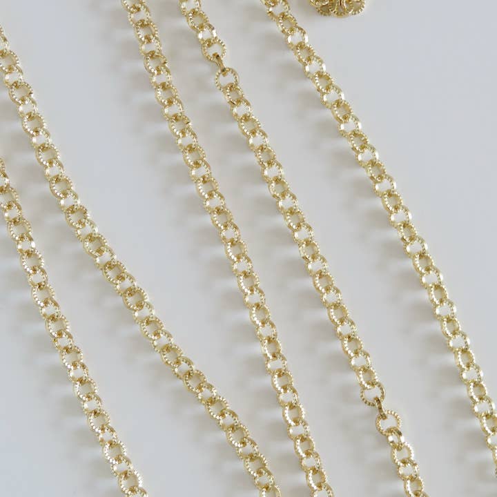 Textured Round Cable Links - 14k Gold Plated for wholesale by Curated By Suarez
