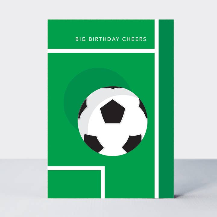Strike - Birthday Card - Football & Pitch for wholesale by Rachel Ellen Designs