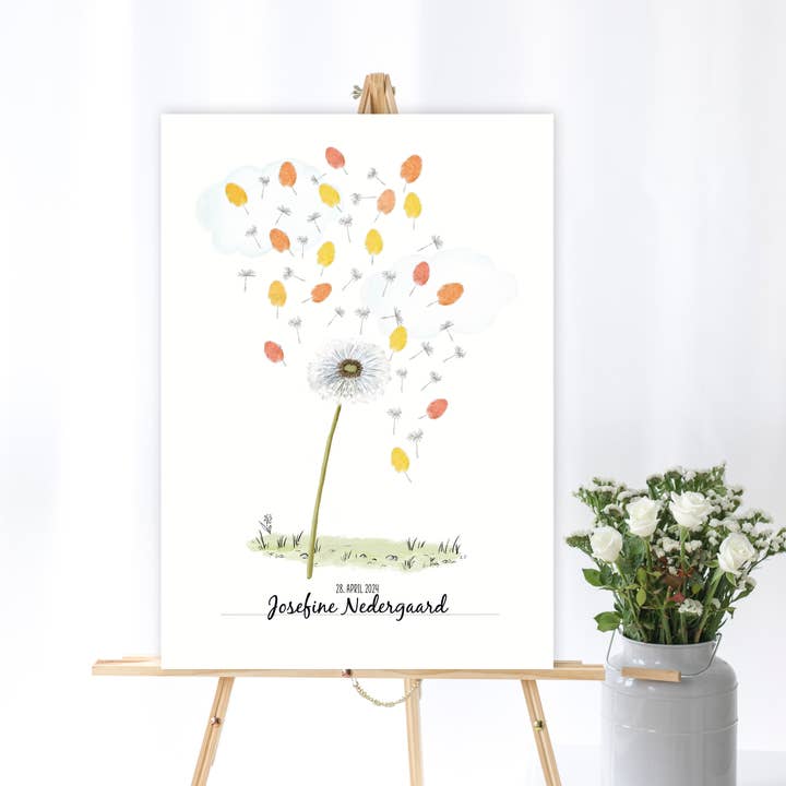 Mouse and Pen Illustration ApS - Vente Livre d'or - Empreinte digitale - Pissenlit avec empreintes digitales vertes1