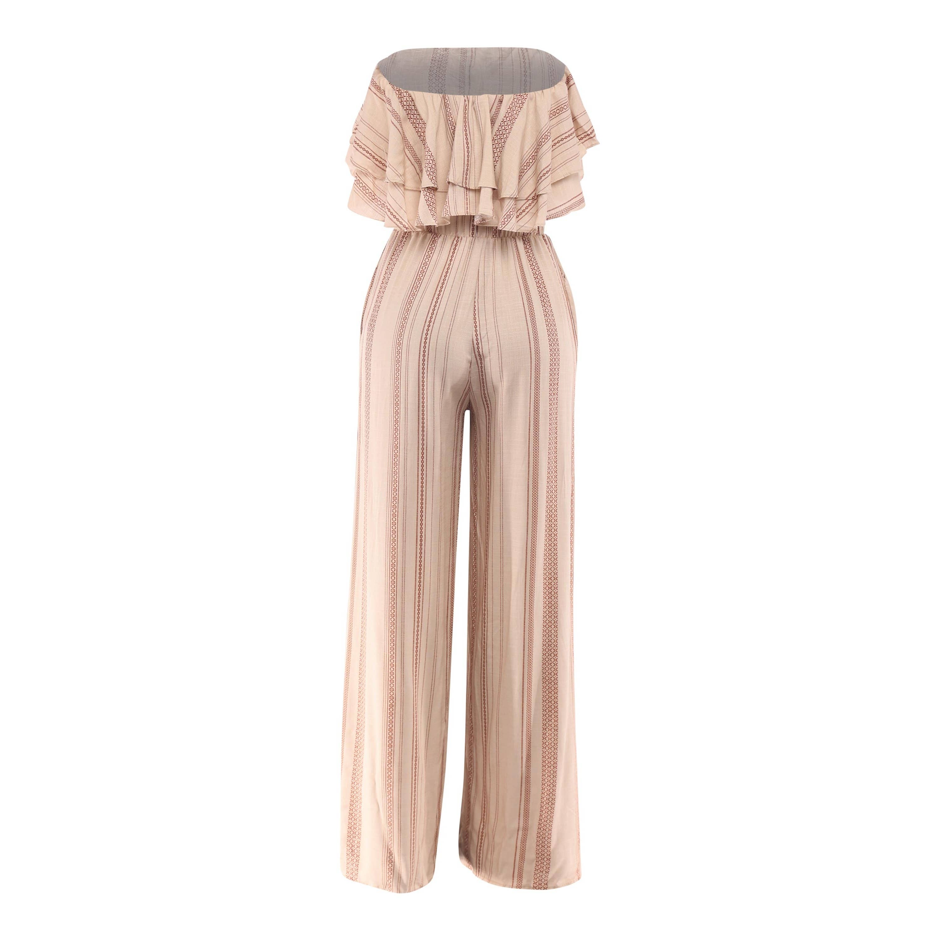 DORCAS - Wholesale Top & Pant Set (NOT Loungewear) - Women's - Ruffle Tube Top & Wide Leg Pants Set11