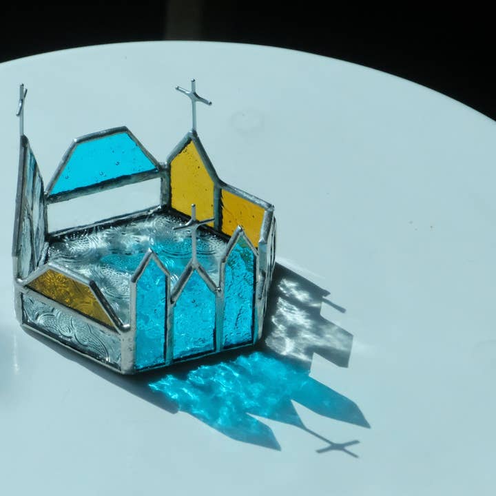 LuminaSalina - Wholesale Decorative tabletop object - The Day and Night - Stained Glass Jesus Christ Christian Gift Candle Holder Church Home Decor4