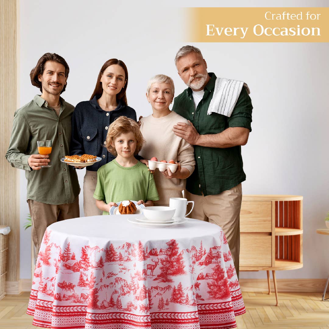 Maison d'Hermine - Design in Every Thread - Wholesale Tablecloth - Tablecloths 100% Cotton - 3 Shapes - Winter Jouy10