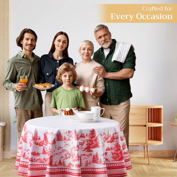 Maison d'Hermine - Design in Every Thread - Wholesale Tablecloth - Tablecloths 100% Cotton - 3 Shapes - Winter Jouy10