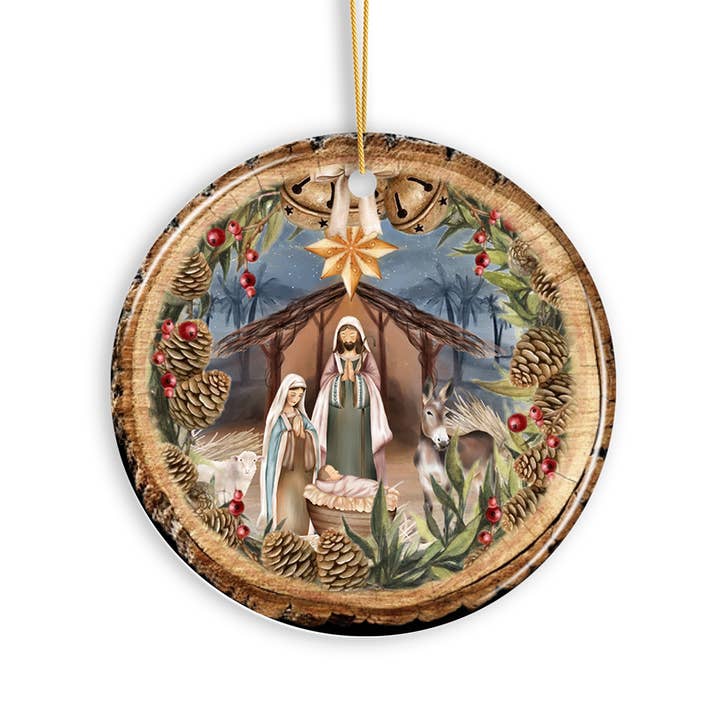 OrnamentallyYou - Wholesale Ornament - Rustic Nativity Birth of Christ Scene Ornament, Christianity2