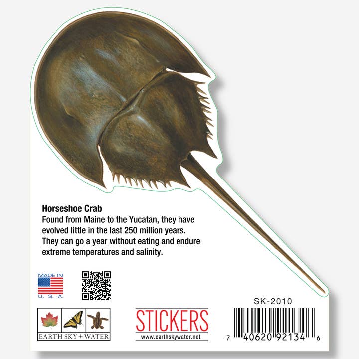 Earth Sky + Water - Wholesale Sticker - Horseshoe Crab Nature Sticker, 3.5" wide