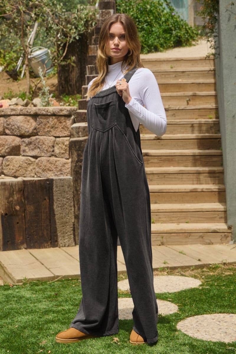 Oddi – wholesale Jumpsuit - Dam – Tvättad fransk frotté veckad jumpsuit2