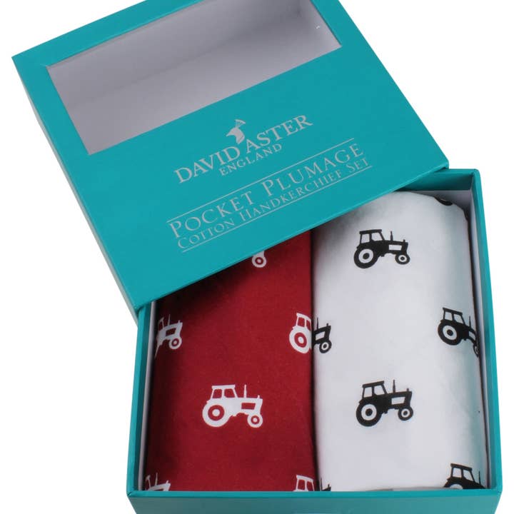 Juego de pañuelos de algodón con estampado de tractor rojo y blanco para venta al por mayor de Dalaco - incorporating David Aster