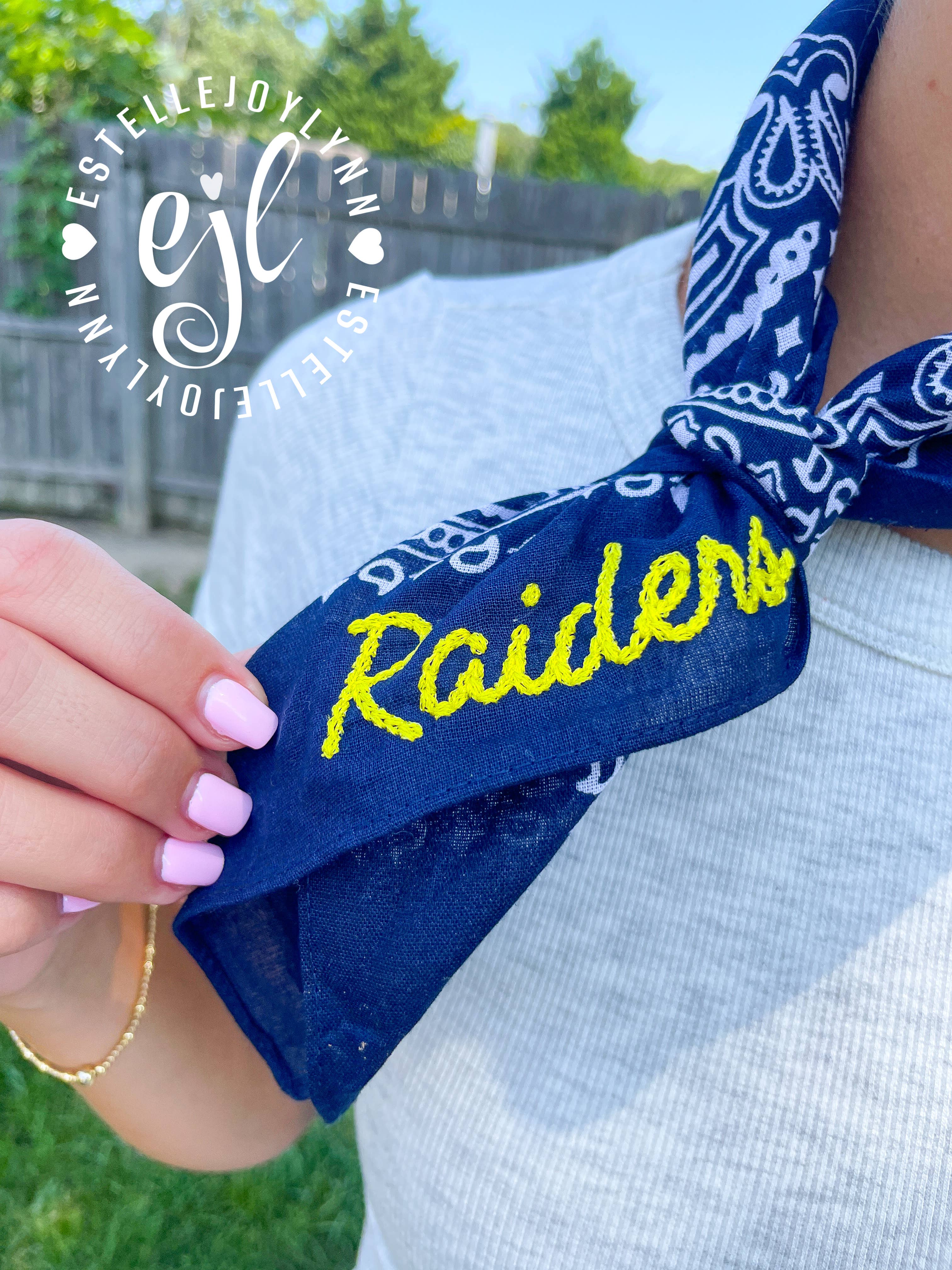EstelleJoyLynn, LLC - Wholesale Bandana - Women's - CUSTOM School Spirit Embroidered Bandanas7
