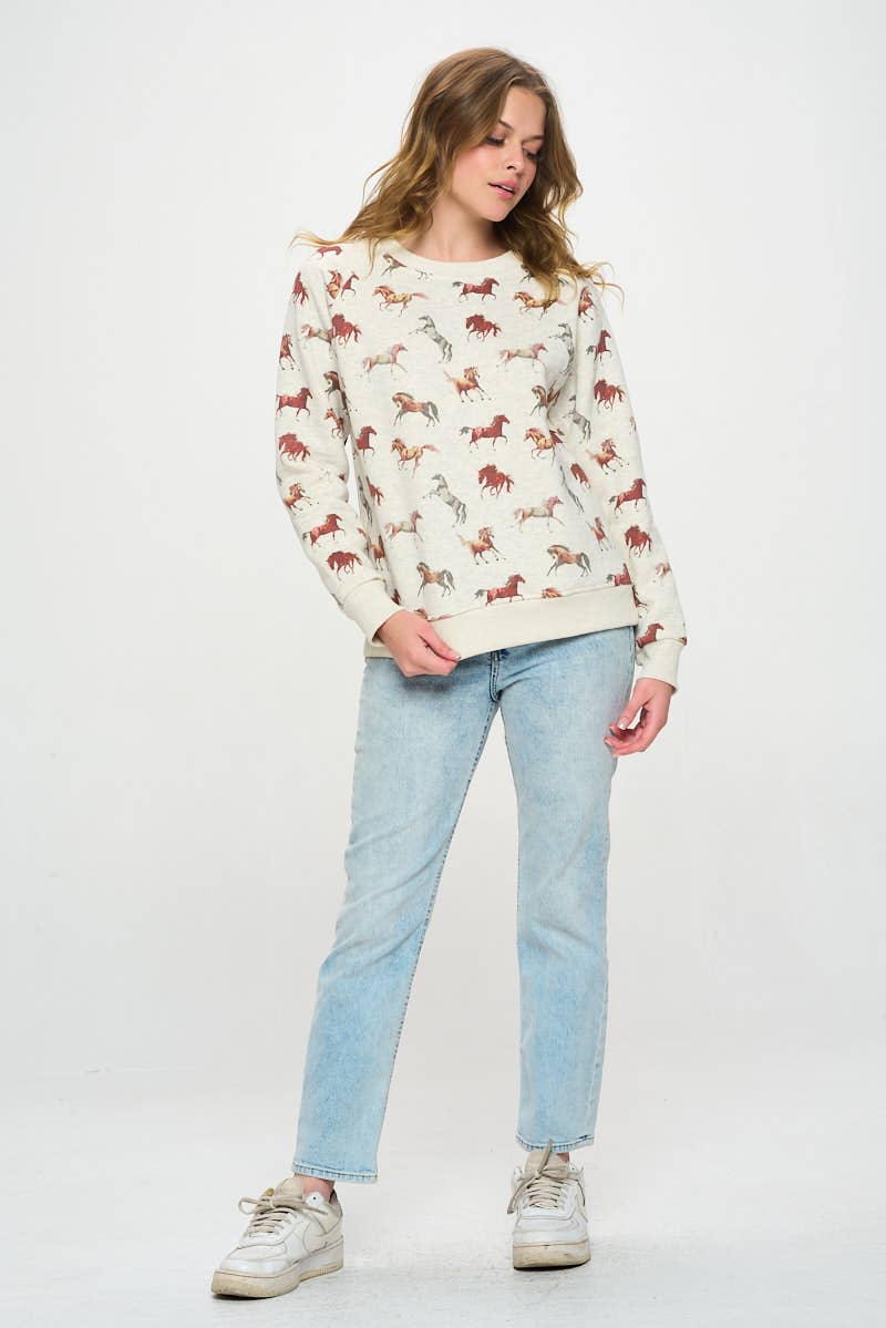 SM WARDROBE - Vendita all'ingrosso Felpa - Donna - FELPA A COLORI CON STAMPA CAVALLI2