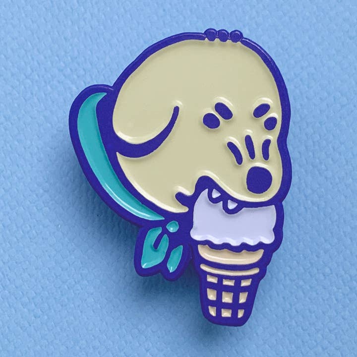 Épingle en émail doux Chien mordant une glace et support de téléphone soda au melon pour la vente par jenh