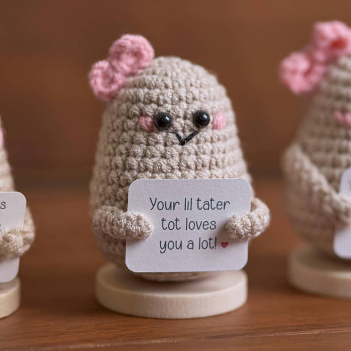 Handmade Potato Crochet Doll, Uplifting and Positive Gift for wholesale by TOMOPOD LLC