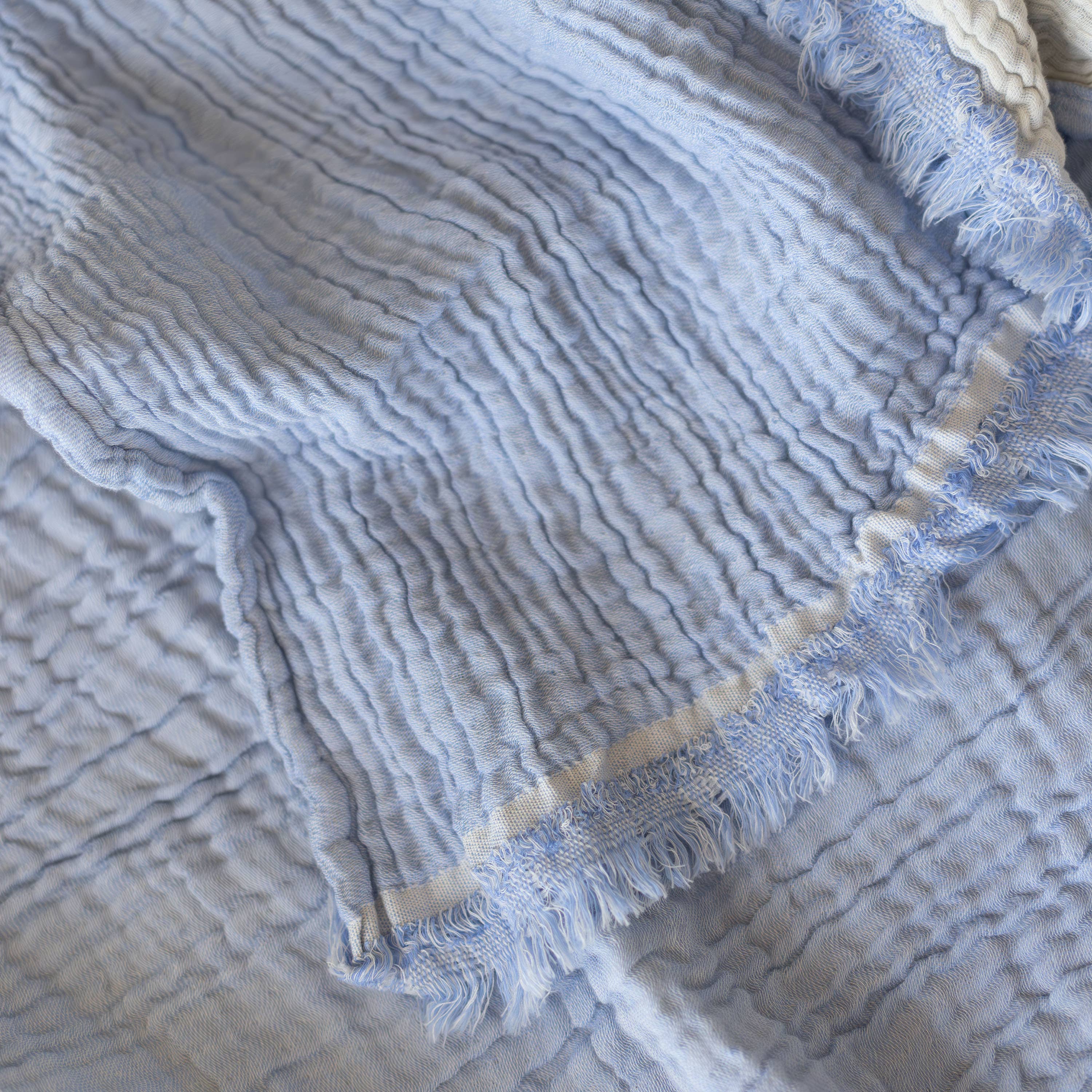 Vivamaison - Vente Plaids - Couvre-lit en mousseline frangé 100 % coton doux, 4 couches premium12