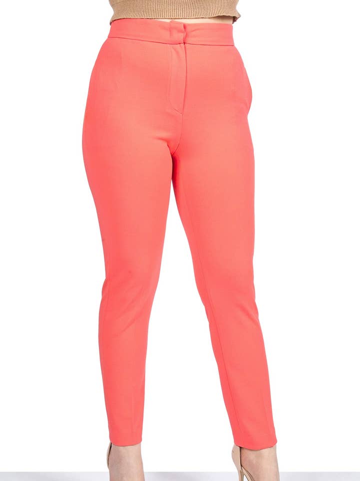 Lige ben højtaljede crepebukser - Pink - Dior 518 for engroshandel hos FEDERICA ERRE