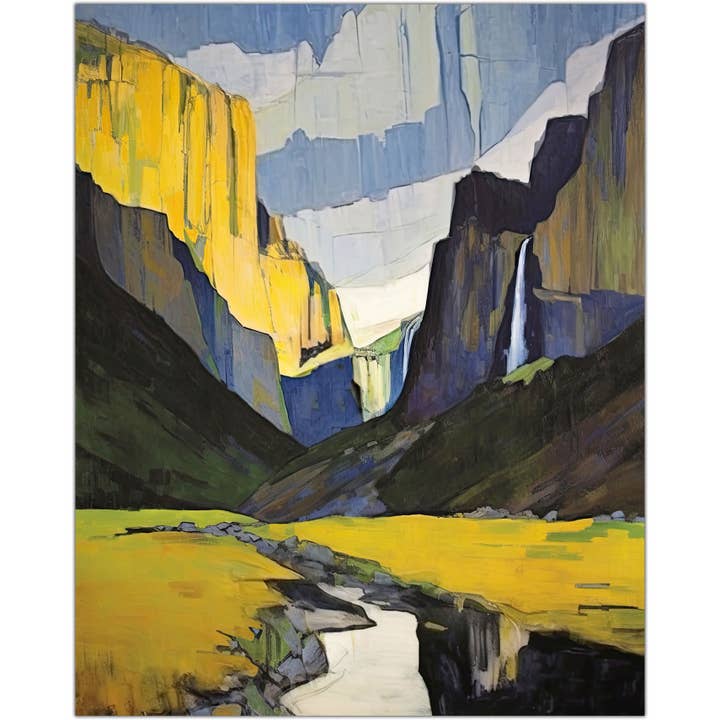 Impression artistique de la vallée de Yosemite pour la vente par Waterknot