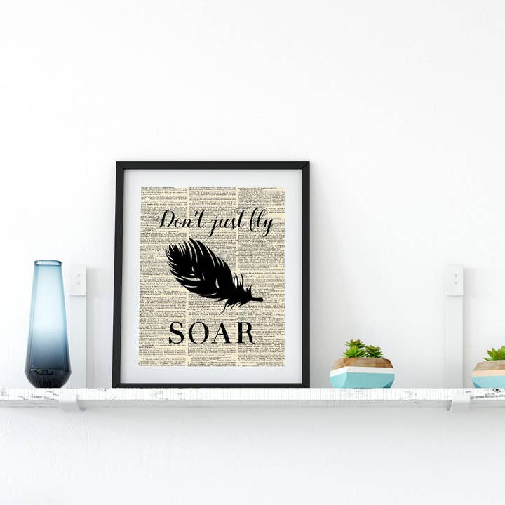 Cecelia Rose Book Page Art - Wholesale Art Print - Don't Just Fly Soar - Dumbo1