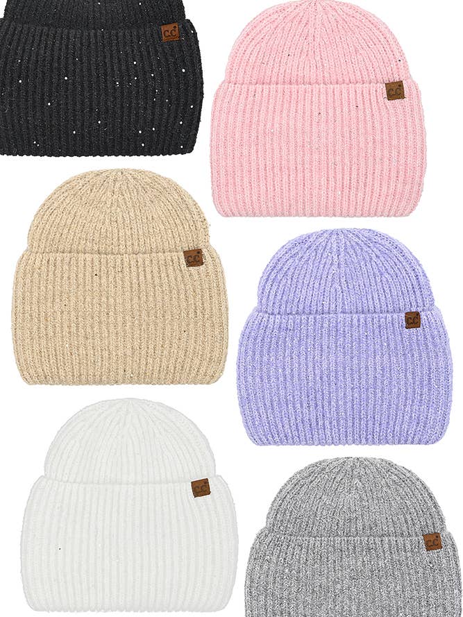 C.C Wide Cuff Metallic Sequin Beane Vinterhat for engroshandel hos Hana