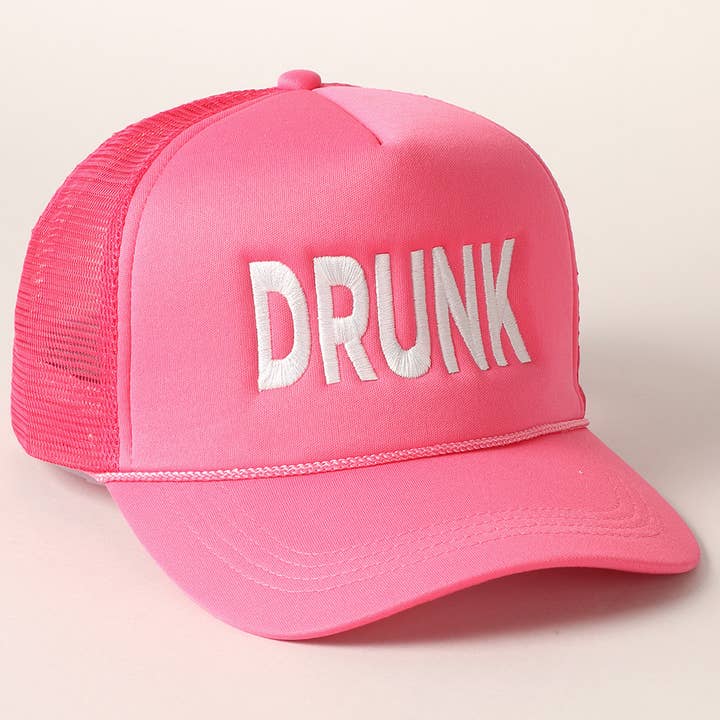 Fashion City – boné - Mulher por atacado – Boné de Caminhão Bordado em Malha Bordada DRUNK8