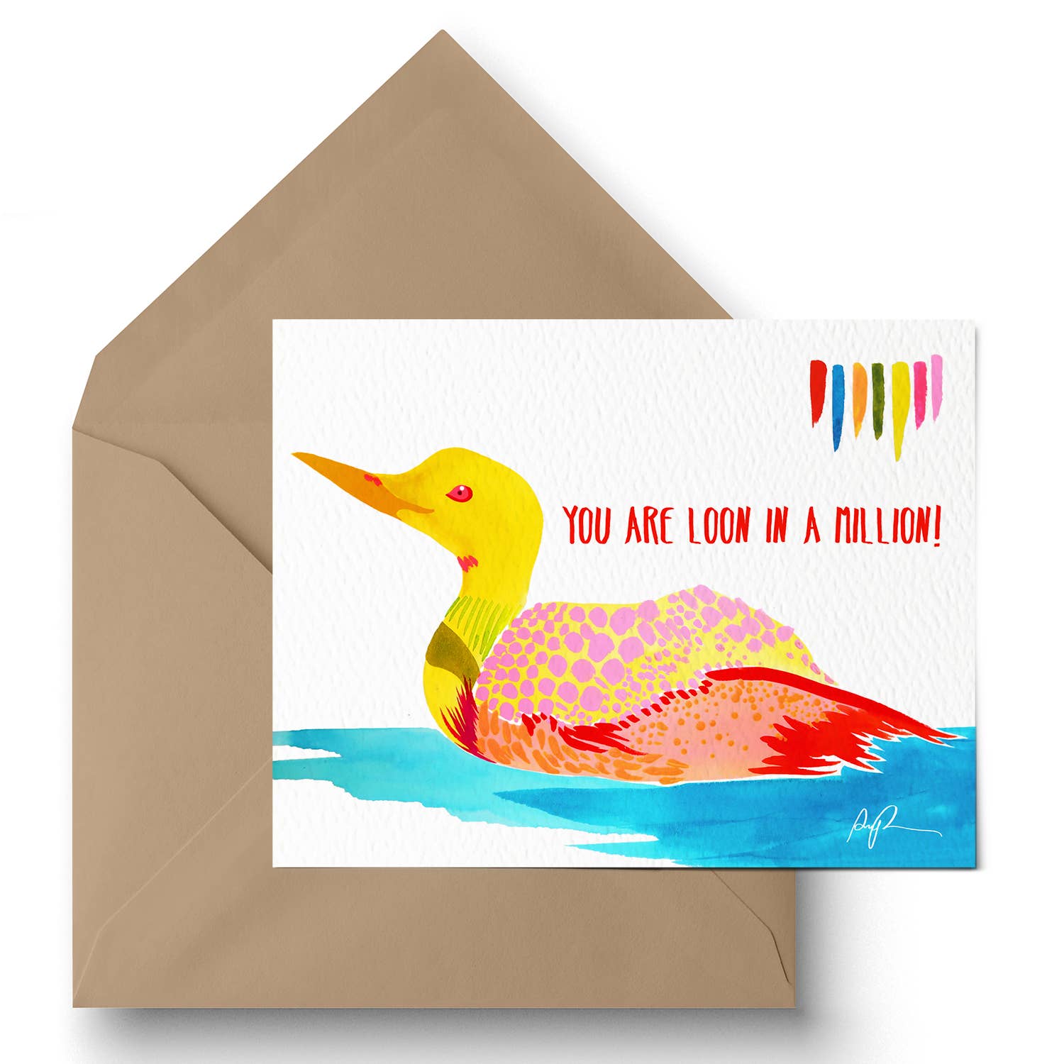 Paige Poppe Art - Wholesale Everyday Greeting Card - "Loon In A Million" Minnesota Greeting Card0