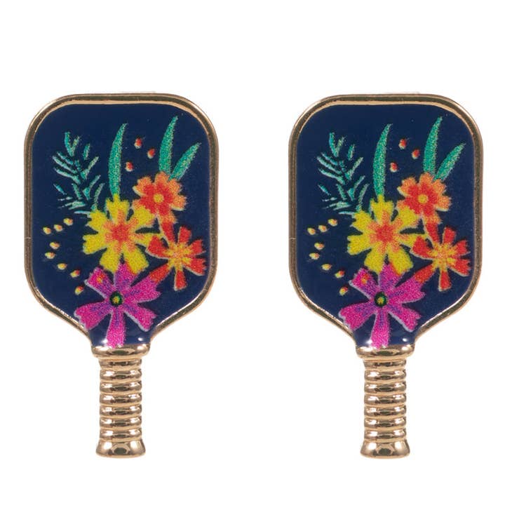 Designature New York - Wholesale Stud/Post Earrings - Sports Pickleball Enamel W Pattern Post Earrings