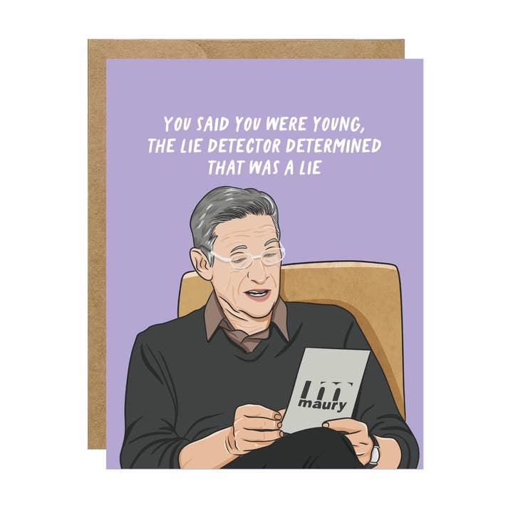Maury a déterminé que c'était un mensonge - Carte d'anniversaire pop culture pour la vente par Simple Whimsy