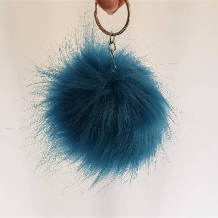 RamsGirl Design - Wholesale Keychain - Women's - Faux Fur Pom Pom Keychain, Ball Shape Pompom Key Chain