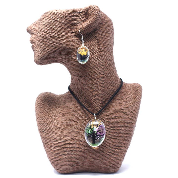 Ancient Wisdom - Wholesale Jewelry Set - Pressed Flowers - Tree of Life set - Mixed Colours