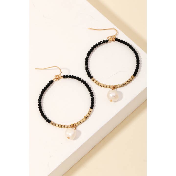 Anarchy Street - Wholesale Dangle Earrings - Beaded Circle Pearl Drop Earrings