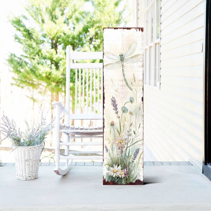 Summer Dragonfly Welcome Porch Sign | Rustic Farmhouse Outdoor Wall Decor for wholesale by TX USA Corporation