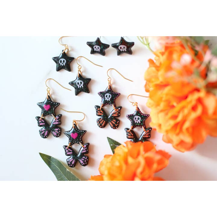 Monarch-Schmetterlingsohrringe für Damen, Sugar Skull Ohrringe für den Großhandel von Skye Eclisse Jewelry
