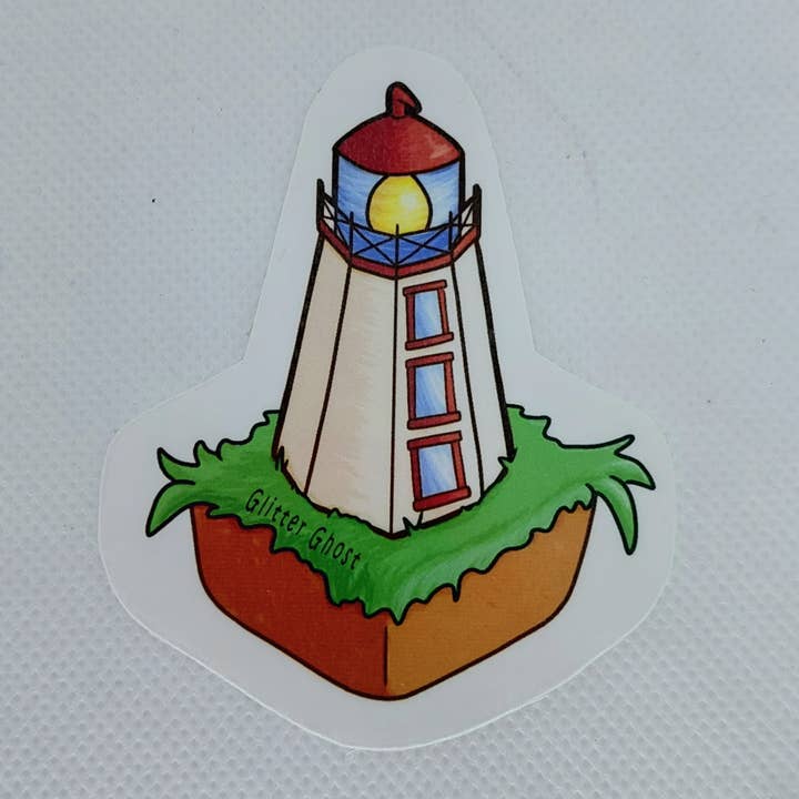 Prince Edward Island, Canada - Lighthouse - 3 inch Sticker for wholesale by Glitter Ghost Clothing and Accessories