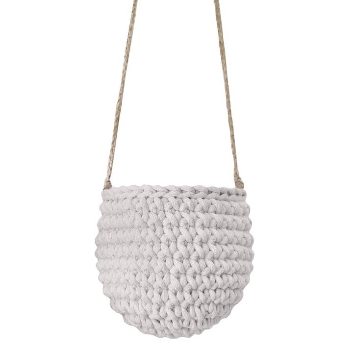 Crochet hanging basket, Small | OATMEAL for wholesale by Zuri House