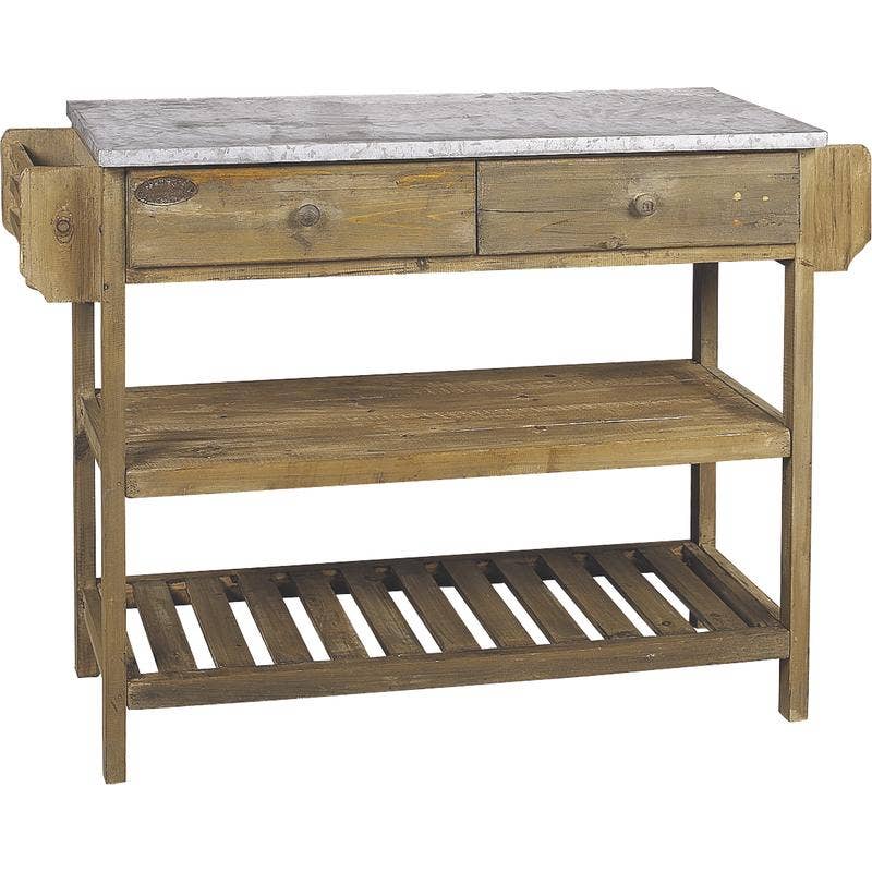 Aubry Gaspard - Wholesale Console Table - Aged wood and zinc console0