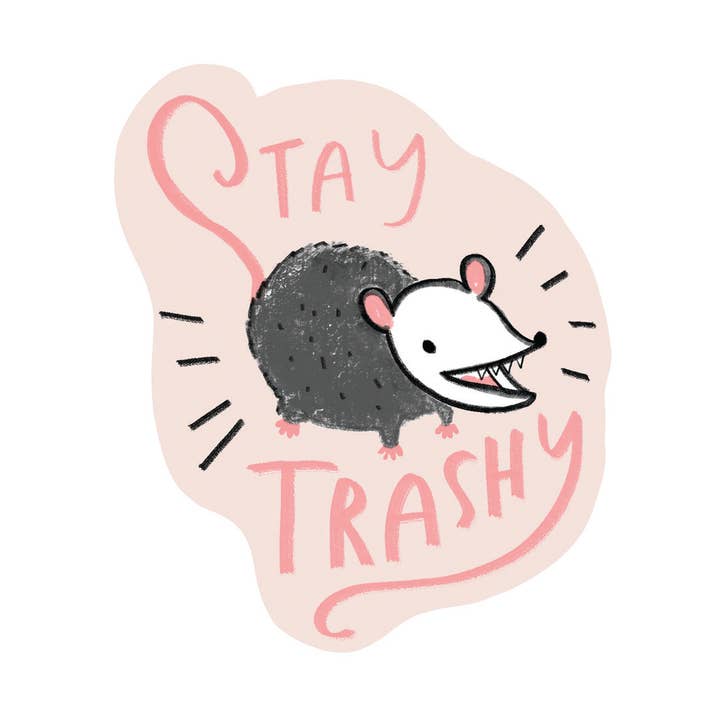 Stay Trashy Possum Sticker for wholesale by Ghost Academy