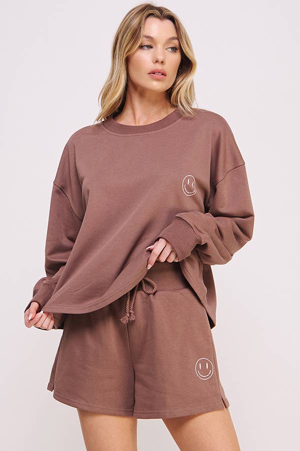 JADE BY JANE - Vendita all'ingrosso Felpa - Donna - FELPA A MANICHE LUNGHE CON GRAFICA HAPPY FACE7