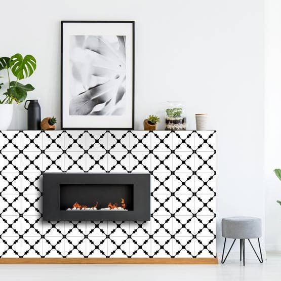 HomeRoots - Wholesale Wall Tile - 6" X 6" Black and White Tri Peel and Stick Tiles3