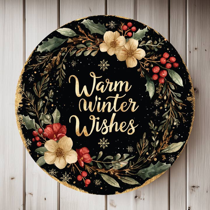 Winter Farmhouse Round Door Sign | Cozy Welcome Home Decor for wholesale by TX USA Corporation