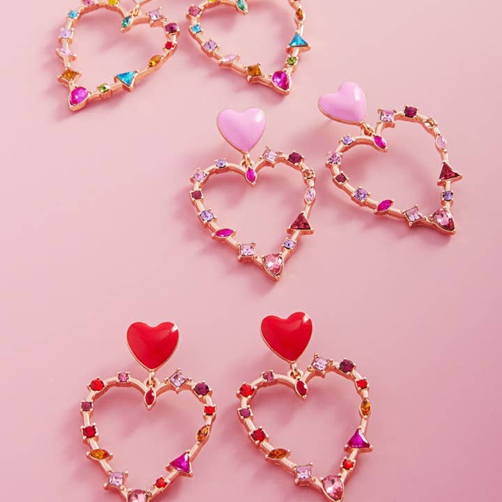 Valentinsherz Emaillefarbige Steine Ohrstecker/Post E für den Großhandel von Verita Lane