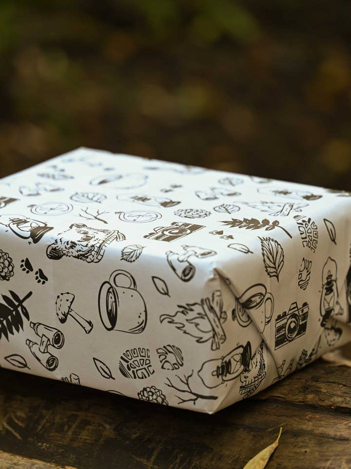 Explore Black & White Gift Wrap | Hand-Drawn | The Wrap for wholesale by Little Rocks Design