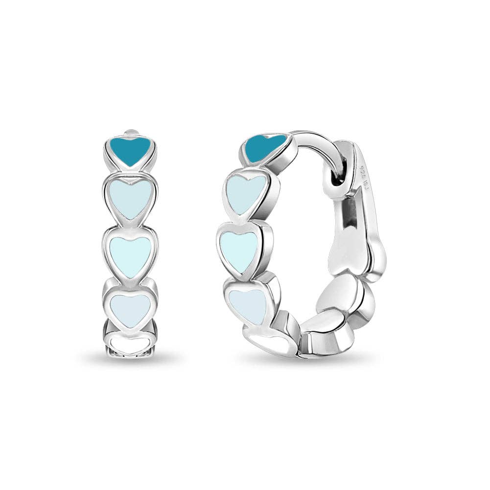 In Season Jewelry – wholesale Huggie earrings – Heart 9mm Baby / Kids Earrings Hoop Enamel - Sterling Silver8