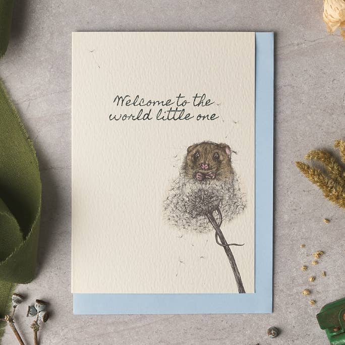 Neugeborenen-Karte mit niedlicher Maus für den Großhandel von byOliviaBell