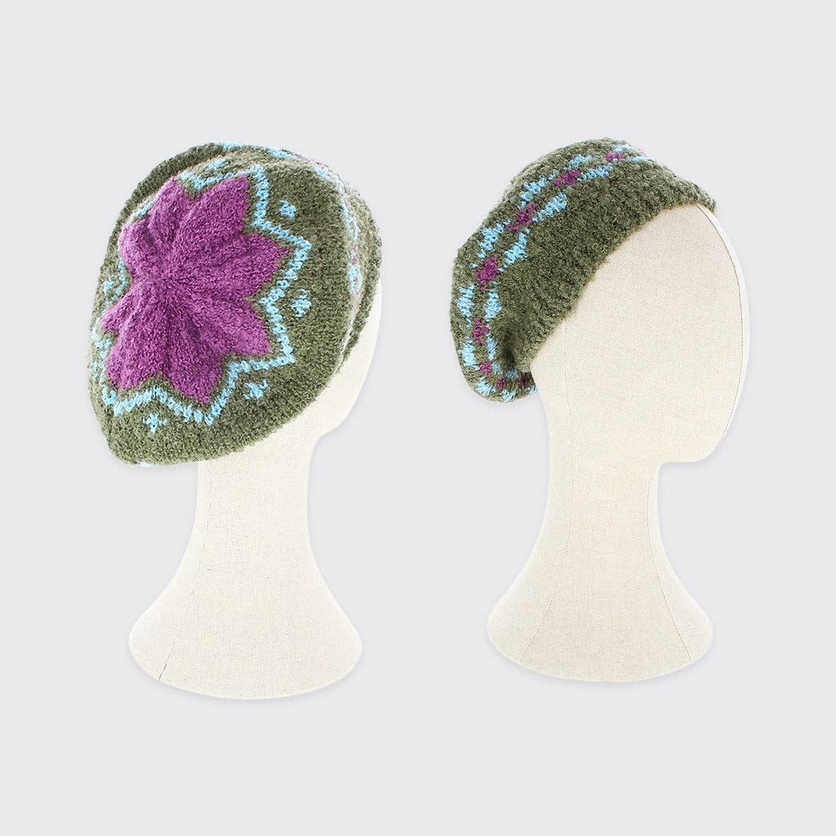 Forever England / Millie Mae – wholesale Beret – Women's – Trixie Beret - Forest Green / Purple1