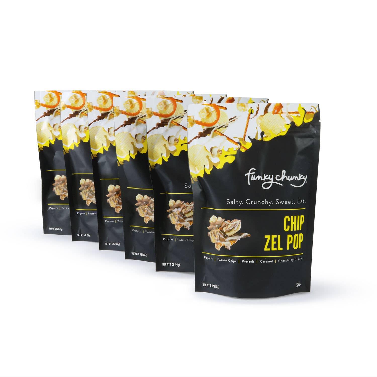 Funky Chunky - Wholesale Popcorn - Chip Zel Pop | Caramel Popcorn with Chocolate | 5-ounce Bags1