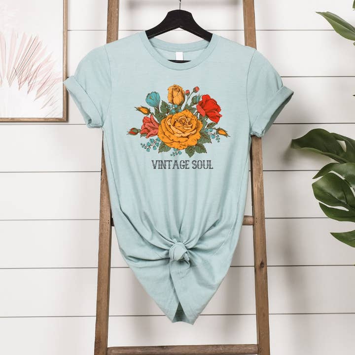 Simply Tees - Wholesale Screen Printed T-Shirt - Women's - Vintage Soul Dusty Blue Tee1