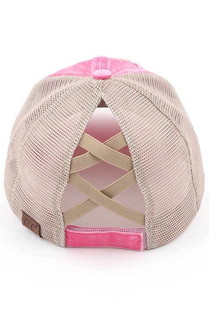 Hana - Wholesale Ponytail Cap - Women's - C.C Beach Please Patch Distressed Pony Baseball Cap5