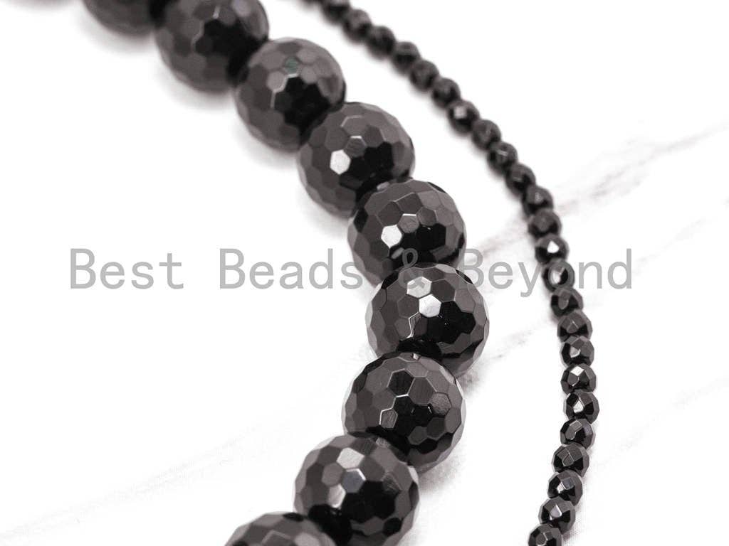 BestBeads&Beyond - Wholesale Beads - Wholesale Quality Faceted Shinny Black Onyx Beads-2mm/3mm/4mm/6mm/8mm/10mm/12mm/14mm/18mm/20mm- Black Onyx Beads,15.5" Full Strand, SKU#Q43