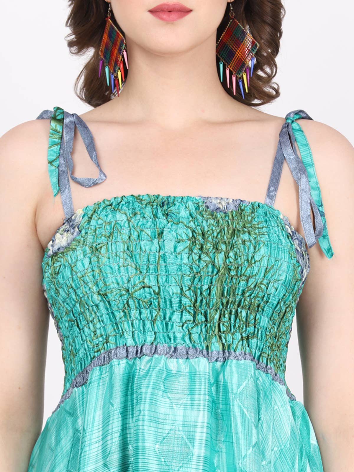 Wevez – wholesale Klänning - Dam – Kvinnor Spaghettiband Smockad Volangkant Boho Klänning Mix Parti8