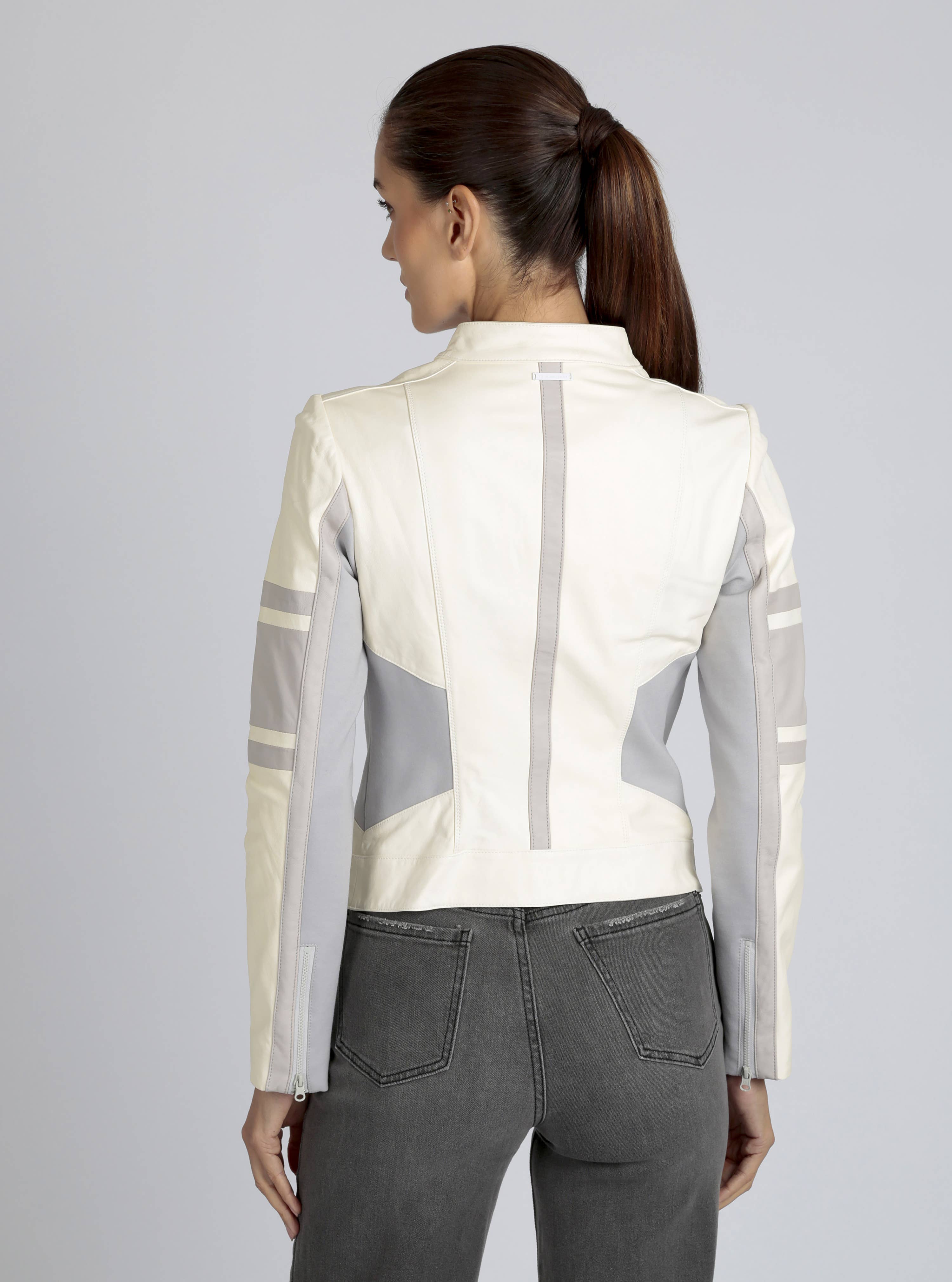 Blanc Noir - Wholesale Leather Jacket - Women's - Claudine Leather Racer Jacket JLS2