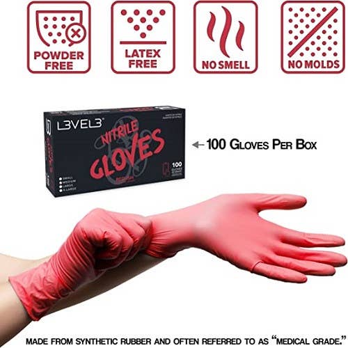 BranVx Distributors - Wholesale Hair Dye - L3VEL3 Red Nitrile Glove 100 Count - Large2